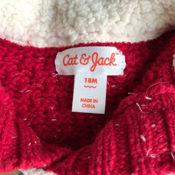 2/$15 Cat and Jack Red Sweater 18m Pullover - Picture 3 of 5